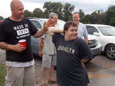Jay and
                      Ethan showing off
